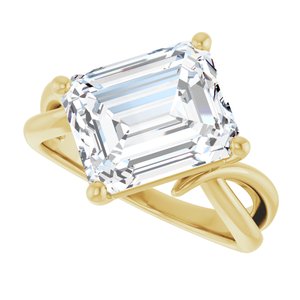 18K Yellow Gold 11x9 mm Emerald Ring Mounting – image 8