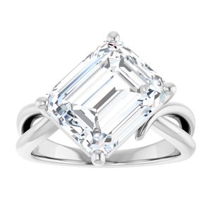14K X1 White Gold 11x9 mm Emerald Ring Mounting – image 5