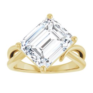 18K Yellow Gold 11x9 mm Emerald Ring Mounting – image 5