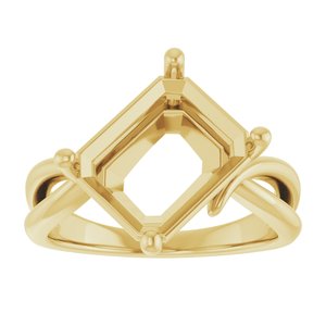 18K Yellow Gold 11x9 mm Emerald Ring Mounting – image 6