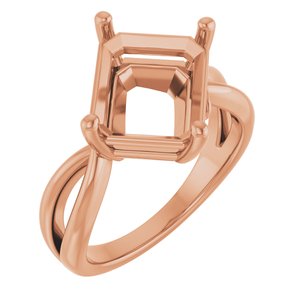 10K Rose Gold 11x9 mm Emerald Ring Mounting – image 2