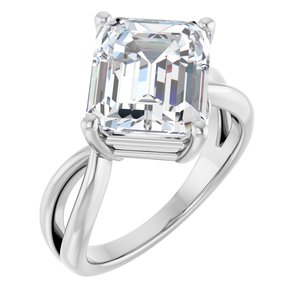 14K X1 White Gold 11x9 mm Emerald Ring Mounting