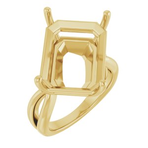 10K Yellow Gold 18x13 mm Emerald Ring Mounting – image 2