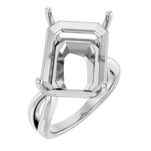 18K White Gold 18x13 mm Emerald Ring Mounting – image 2