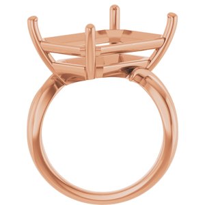 10K Rose Gold 18x13 mm Emerald Ring Mounting – image 4