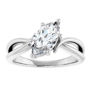 18K White Gold 10.5x5.5 mm Marquise Ring Mounting – image 5