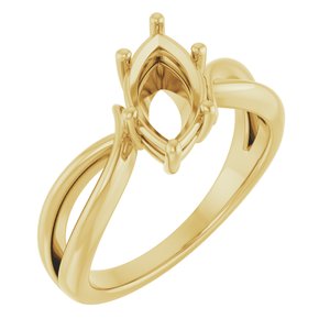 10K Yellow Gold 10.5x5.5 mm Marquise Ring Mounting – image 2