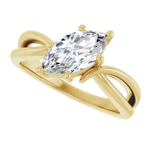 10K Yellow Gold 10.5x5.5 mm Marquise Ring Mounting – image 8