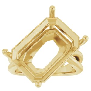 10K Yellow Gold 18x13 mm Emerald Ring Mounting – image 6