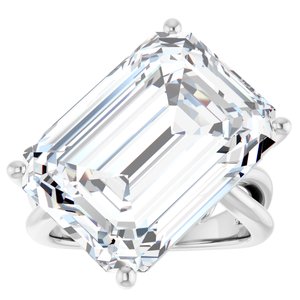 18K White Gold 18x13 mm Emerald Ring Mounting – image 5