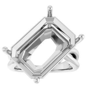 18K White Gold 18x13 mm Emerald Ring Mounting – image 6