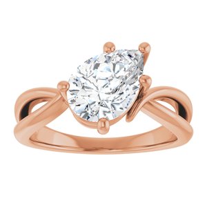 18K Rose Gold 10x7 mm Pear Ring Mounting – image 5