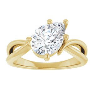 10K Yellow Gold 10x7 mm Pear Ring Mounting – image 5