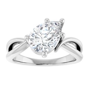 14K X1 White Gold 10x7 mm Pear Ring Mounting – image 5