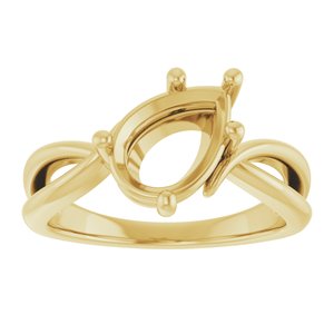 18K Yellow Gold 10x7 mm Pear Ring Mounting – image 6