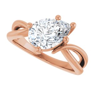 10K Rose Gold 10x7 mm Pear Ring Mounting – image 8