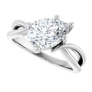 10K White Gold 10x7 mm Pear Ring Mounting – image 8