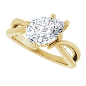 14K Yellow Gold 10x7 mm Pear Ring Mounting – image 8