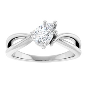 14K X1 White Gold 6.5x4.5 mm Pear Ring Mounting – image 5