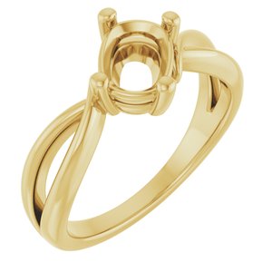 14K Yellow Gold 7.5x5.5 mm Elongated Cushion Ring Mounting – image 2