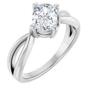 14K White Gold 7.5x5.5 mm Elongated Cushion Ring Mounting