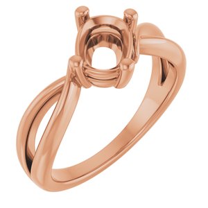 14K Rose Gold 7.5x5.5 mm Elongated Cushion Ring Mounting – image 2