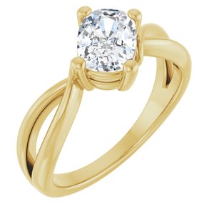 10K Yellow Gold 7.5x5.5 mm Elongated Cushion Ring Mounting