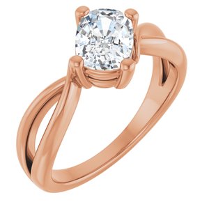 18K Rose Gold 7.5x5.5 mm Elongated Cushion Ring Mounting