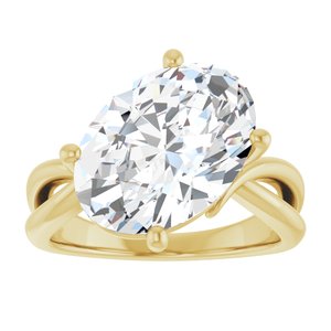 18K Yellow Gold 14x10 mm Oval Ring Mounting – image 5