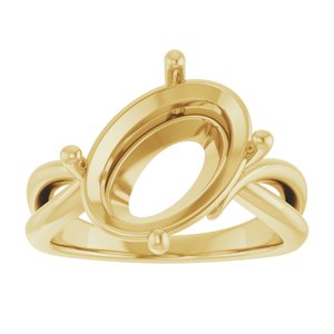 18K Yellow Gold 14x10 mm Oval Ring Mounting – image 6