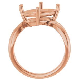18K Rose Gold 14x10 mm Oval Ring Mounting – image 4