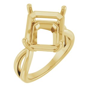 18K Yellow Gold 13x11 mm Emerald Ring Mounting – image 2