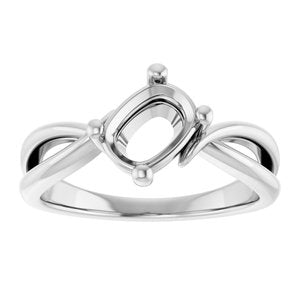 14K X1 White Gold 7.5x5.5 mm Elongated Cushion Ring Mounting – image 6