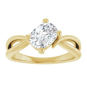 18K Yellow Gold 7.5x5.5 mm Elongated Cushion Ring Mounting – image 5
