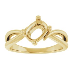 14K Yellow Gold 7.5x5.5 mm Elongated Cushion Ring Mounting – image 6