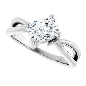 18K White Gold 7.5x5.5 mm Elongated Cushion Ring Mounting – image 8
