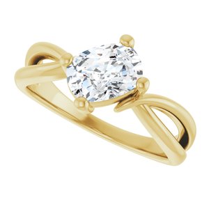 14K Yellow Gold 7.5x5.5 mm Elongated Cushion Ring Mounting – image 8