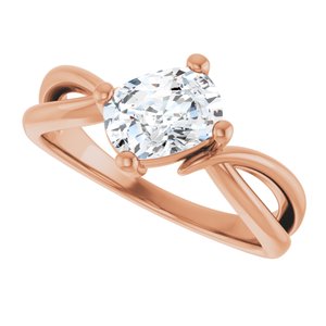 14K Rose Gold 7.5x5.5 mm Elongated Cushion Ring Mounting – image 8