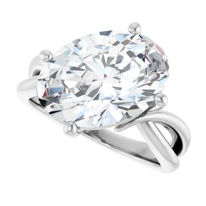 14K X1 White Gold 14x10 mm Oval Ring Mounting – image 8