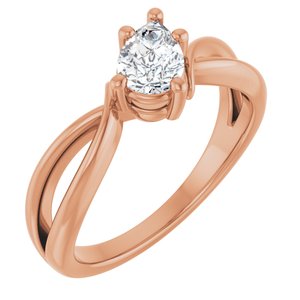 10K Rose Gold 6.5x4.5 mm Pear Ring Mounting