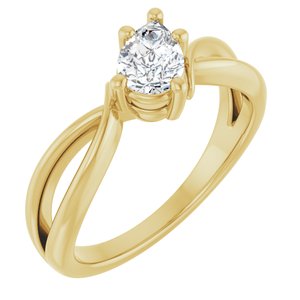 10K Yellow Gold 6.5x4.5 mm Pear Ring Mounting