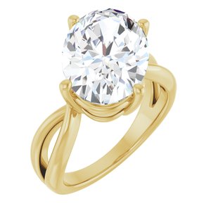 18K Yellow Gold 14x10 mm Oval Ring Mounting