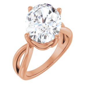 18K Rose Gold 14x10 mm Oval Ring Mounting