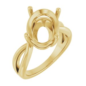 18K Yellow Gold 14x10 mm Oval Ring Mounting – image 2