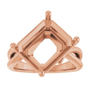10K Rose Gold 13x11 mm Emerald Ring Mounting – image 6
