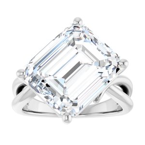 18K White Gold 13x11 mm Emerald Ring Mounting – image 5
