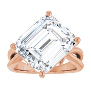 10K Rose Gold 13x11 mm Emerald Ring Mounting – image 5