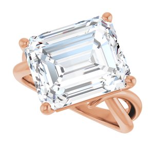 10K Rose Gold 13x11 mm Emerald Ring Mounting – image 8