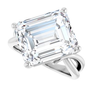 18K White Gold 13x11 mm Emerald Ring Mounting – image 8