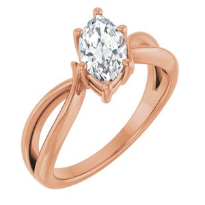 10K Rose Gold 9.5x5 mm Marquise Ring Mounting
